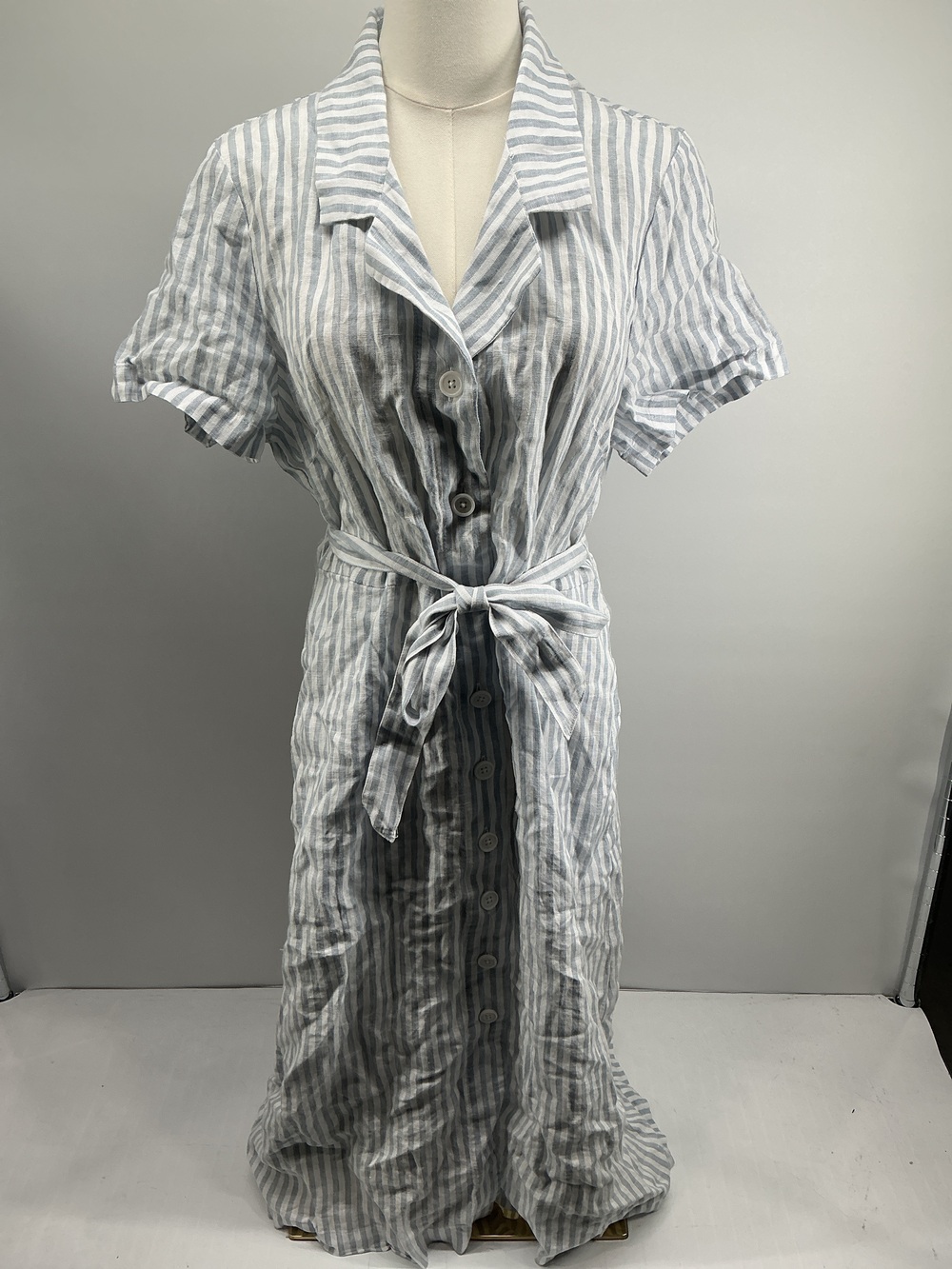 100% European Linen Button Front Dress